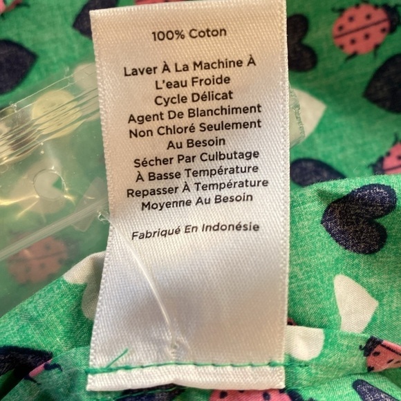 Talbots Hearts & Ladybug Button Down Cotton Shirt Green Pink Navy White Sz SP - Picture 10 of 10